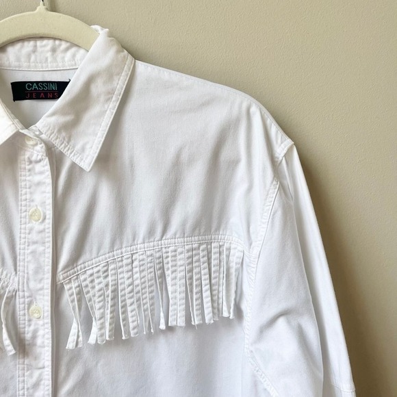 Vintage Western Fringe Shirt Women's Size M Medium White Line Dancing Country - Picture 11 of 12